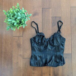 Vintage Black Satin Women's Top